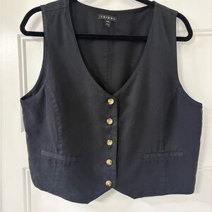 Tribal Charcoal Buttoned Women's Vest Top